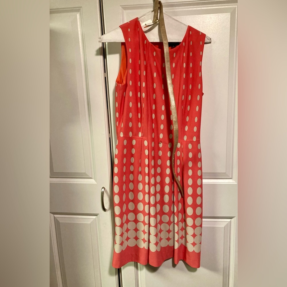 Tahari Pink Polka Dot Belted Dress (size 8)